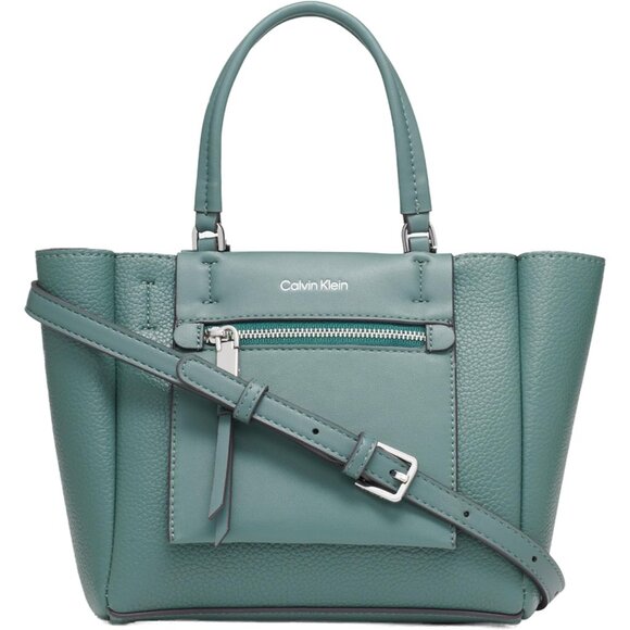 Chic Sage Crossbody Bag with Triple Compartment - High-Quality Vegan Leather